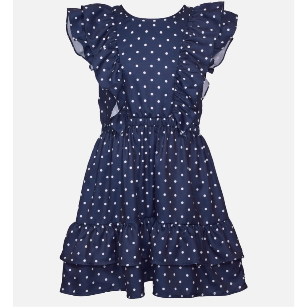 Bonnie Jean  Navy Polka Dot Kids Dress